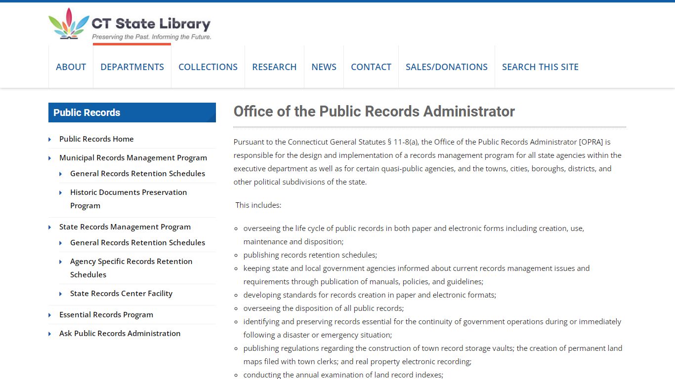 Office of the Public Records Administrator - Connecticut State Library