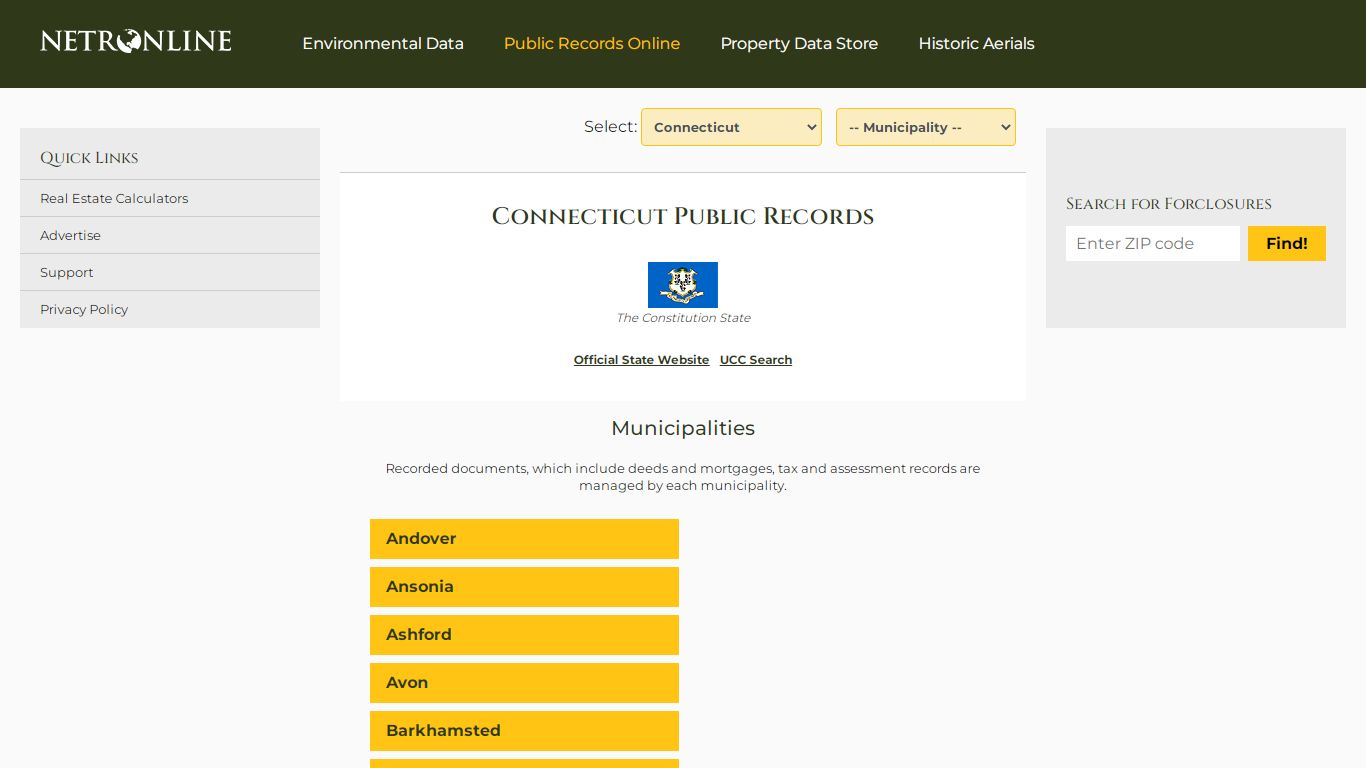 Connecticut Public Records Online Directory - NETROnline.com